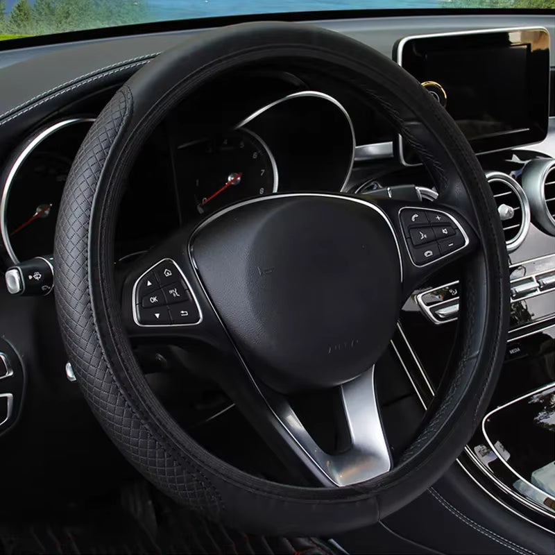 37-39Cm Car Steering Wheel Cover Skidproof Auto Steering- Wheel Cover Anti-Slip Embossing Leather Car-Styling Car Accessories