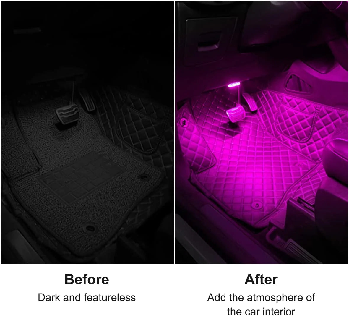 4Pcs Car LED Lights Interior Wireless, 7 Colors Interior Car Lights with 6 Bright LED Lamp Beads, Portable USB Rechargeable Car Interior Led Night Light for Car Decor