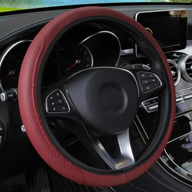 37-39Cm Car Steering Wheel Cover Skidproof Auto Steering- Wheel Cover Anti-Slip Embossing Leather Car-Styling Car Accessories