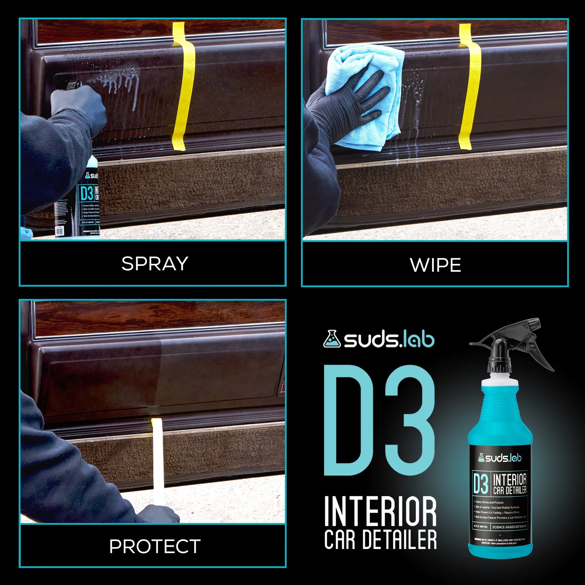 Suds Lab D3 Interior Car Detailer, 32 Oz. Bottle