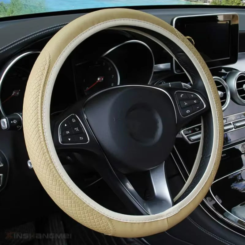 37-39Cm Car Steering Wheel Cover Skidproof Auto Steering- Wheel Cover Anti-Slip Embossing Leather Car-Styling Car Accessories
