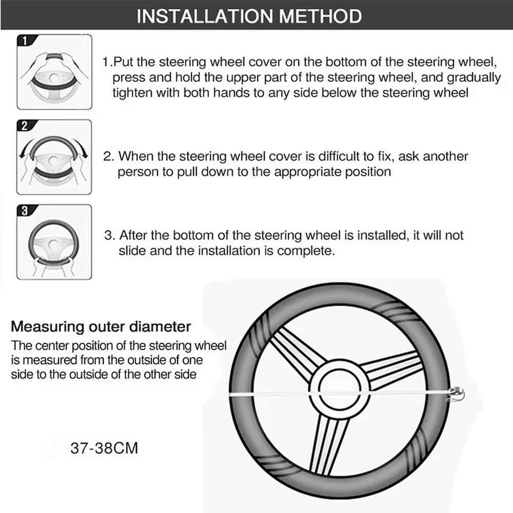 37-39Cm Car Steering Wheel Cover Skidproof Auto Steering- Wheel Cover Anti-Slip Embossing Leather Car-Styling Car Accessories