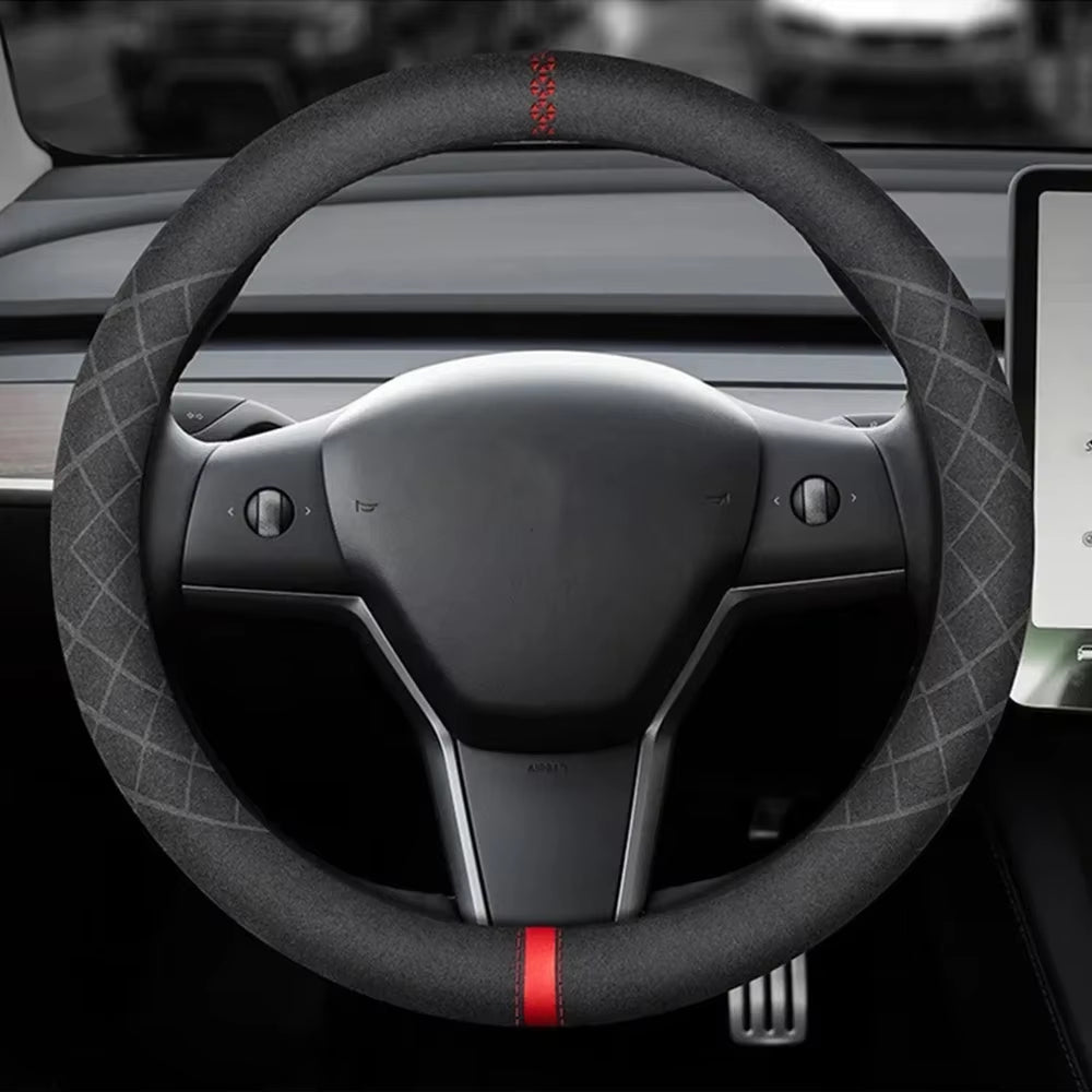Car Steering Wheel Cover Suede Steering Wheel Covers 38CM Universal Car Interior Accessories Braiding Cover for Steering Wheel