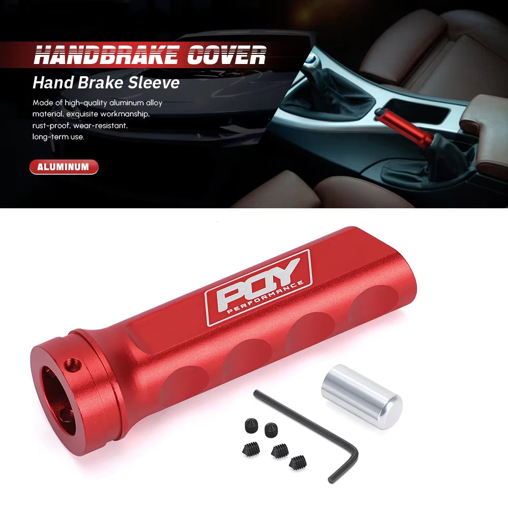 Hypertune - Universal Auto Car Aluminum Hand Brake Sleeve Handbrake Handle Hand Protector Cover with  STICKER HT-HBC11