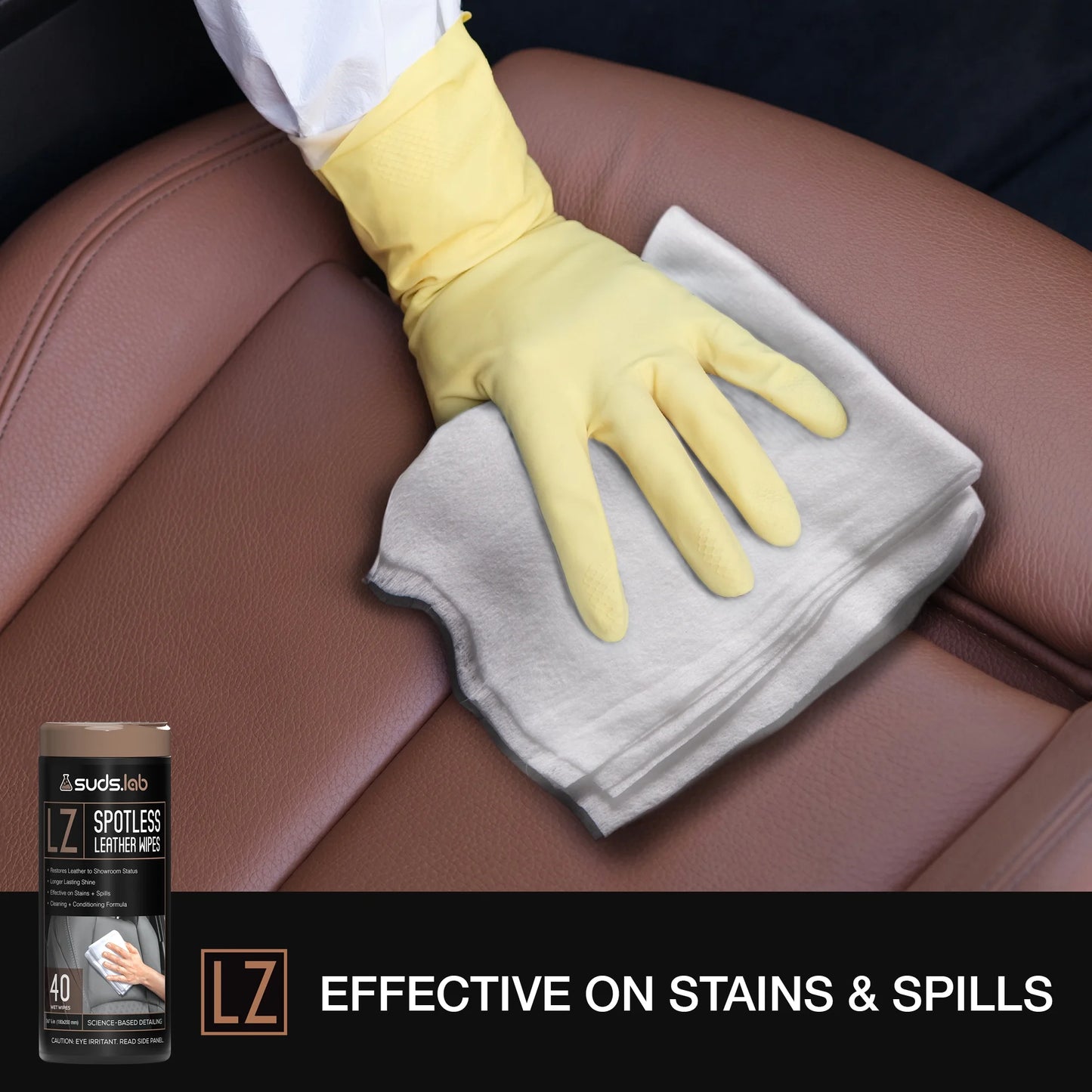 Suds Lab LZ Spot-Less Leather Vehicle Wipes (40 Count)