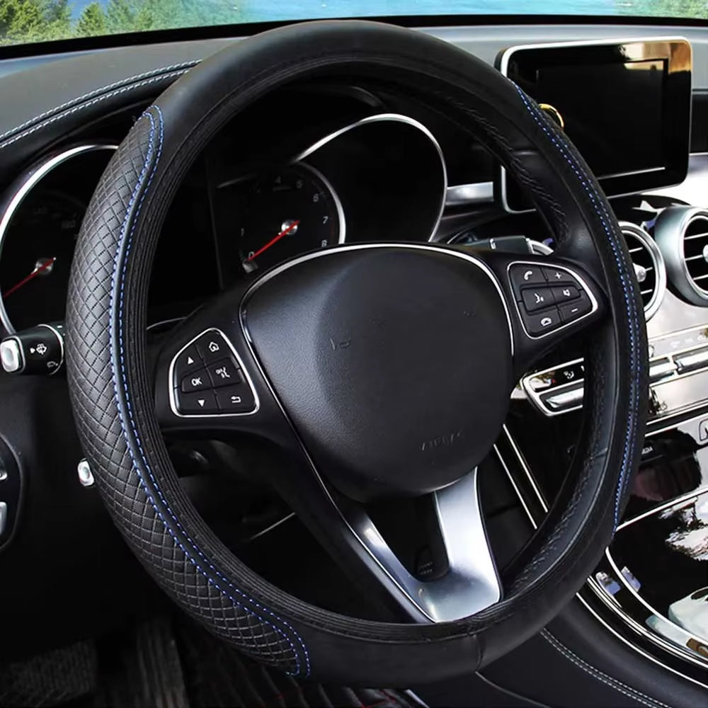 37-39Cm Car Steering Wheel Cover Skidproof Auto Steering- Wheel Cover Anti-Slip Embossing Leather Car-Styling Car Accessories