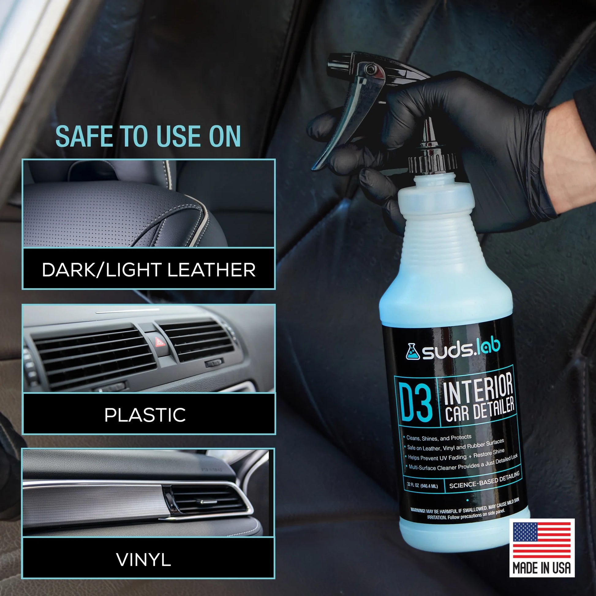 Suds Lab D3 Interior Car Detailer, 32 Oz. Bottle