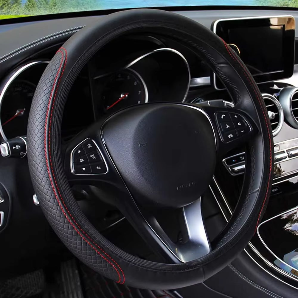 37-39Cm Car Steering Wheel Cover Skidproof Auto Steering- Wheel Cover Anti-Slip Embossing Leather Car-Styling Car Accessories
