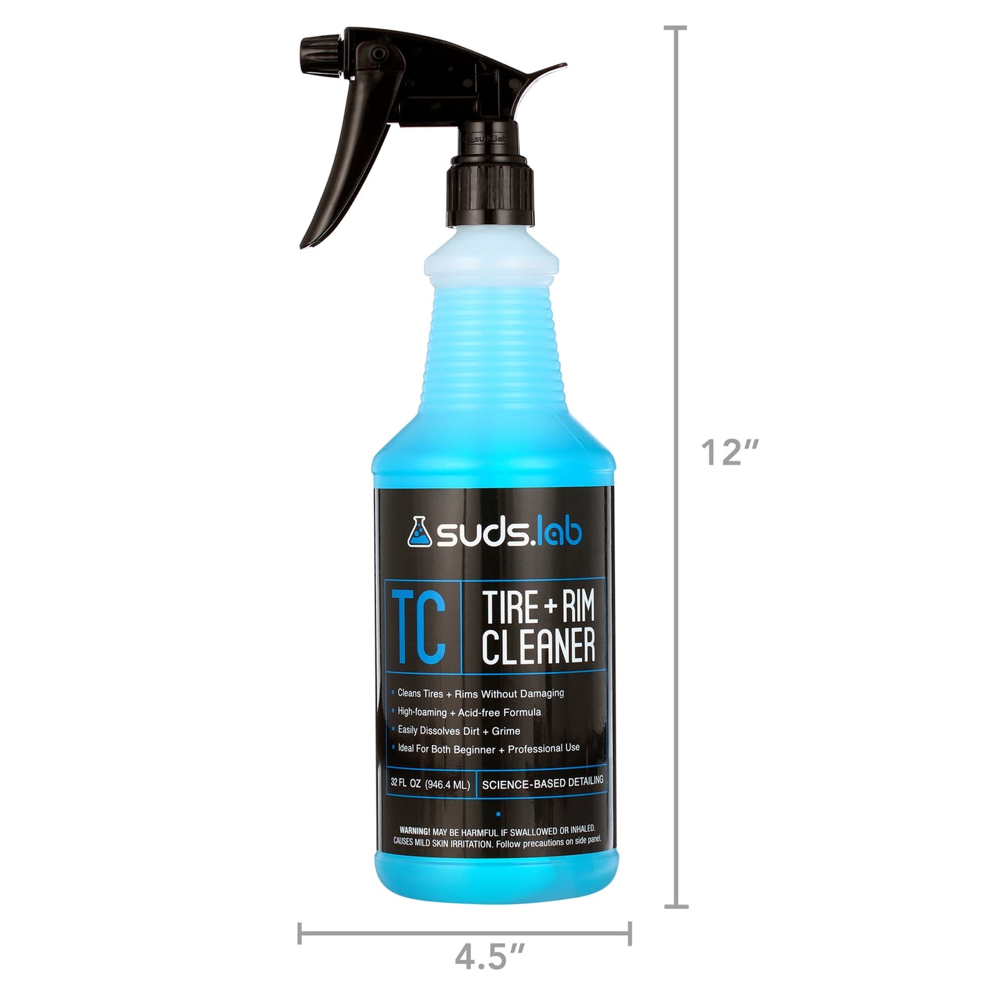 Suds Lab TC Foaming Tire Cleaner, Acid-Free Foaming Cleaning Solution, Safe for All Finishes, Home Car Detailing Wash, 32 Oz.