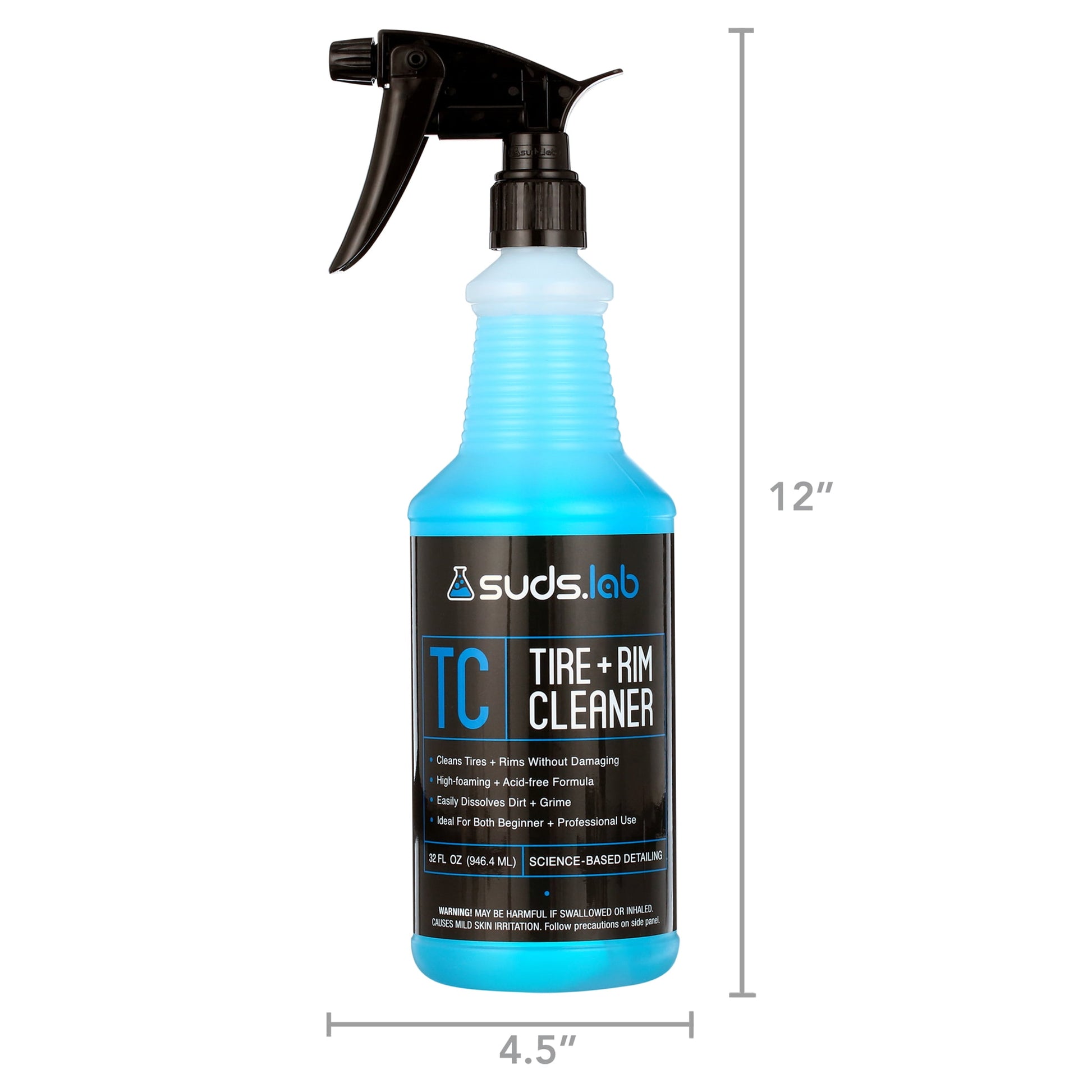 Suds Lab TC Foaming Tire Cleaner, Acid-Free Foaming Cleaning Solution, Safe for All Finishes, Home Car Detailing Wash, 32 Oz.