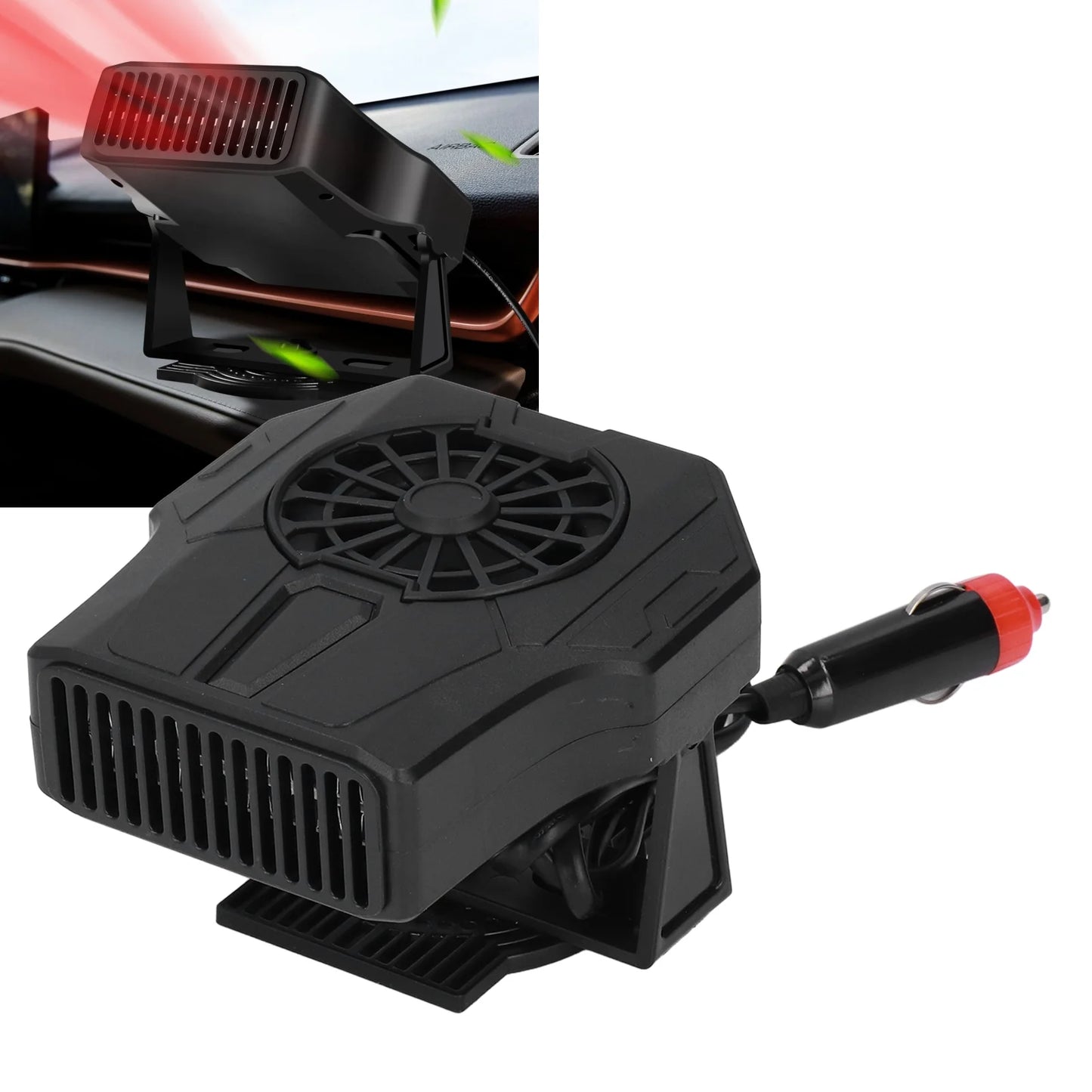 Car Heater, 12V Portable Windshield Defrosting Electric Heater Fan,Fast Heating with Cigarette Lighter Plug,360 Degree Rotary Base Cooling Fans
