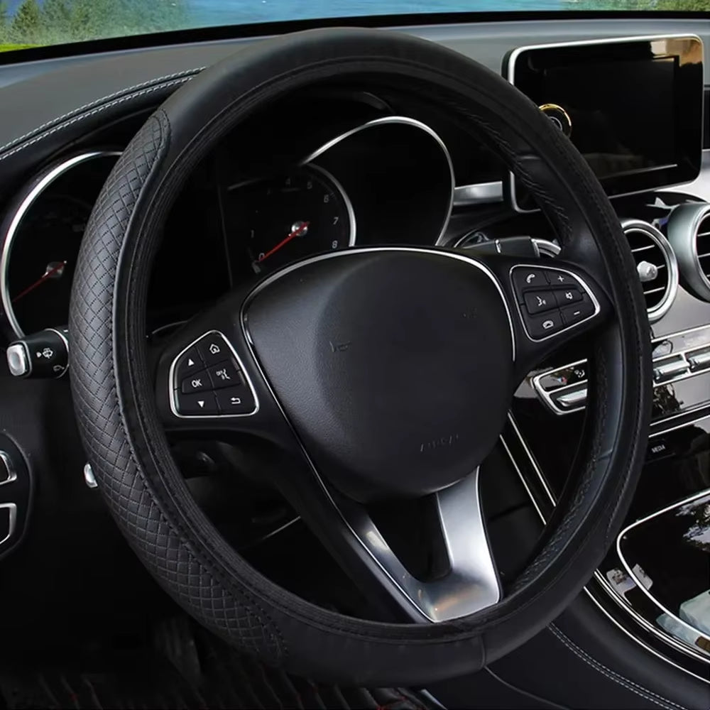 37-39Cm Car Steering Wheel Cover Skidproof Auto Steering- Wheel Cover Anti-Slip Embossing Leather Car-Styling Car Accessories