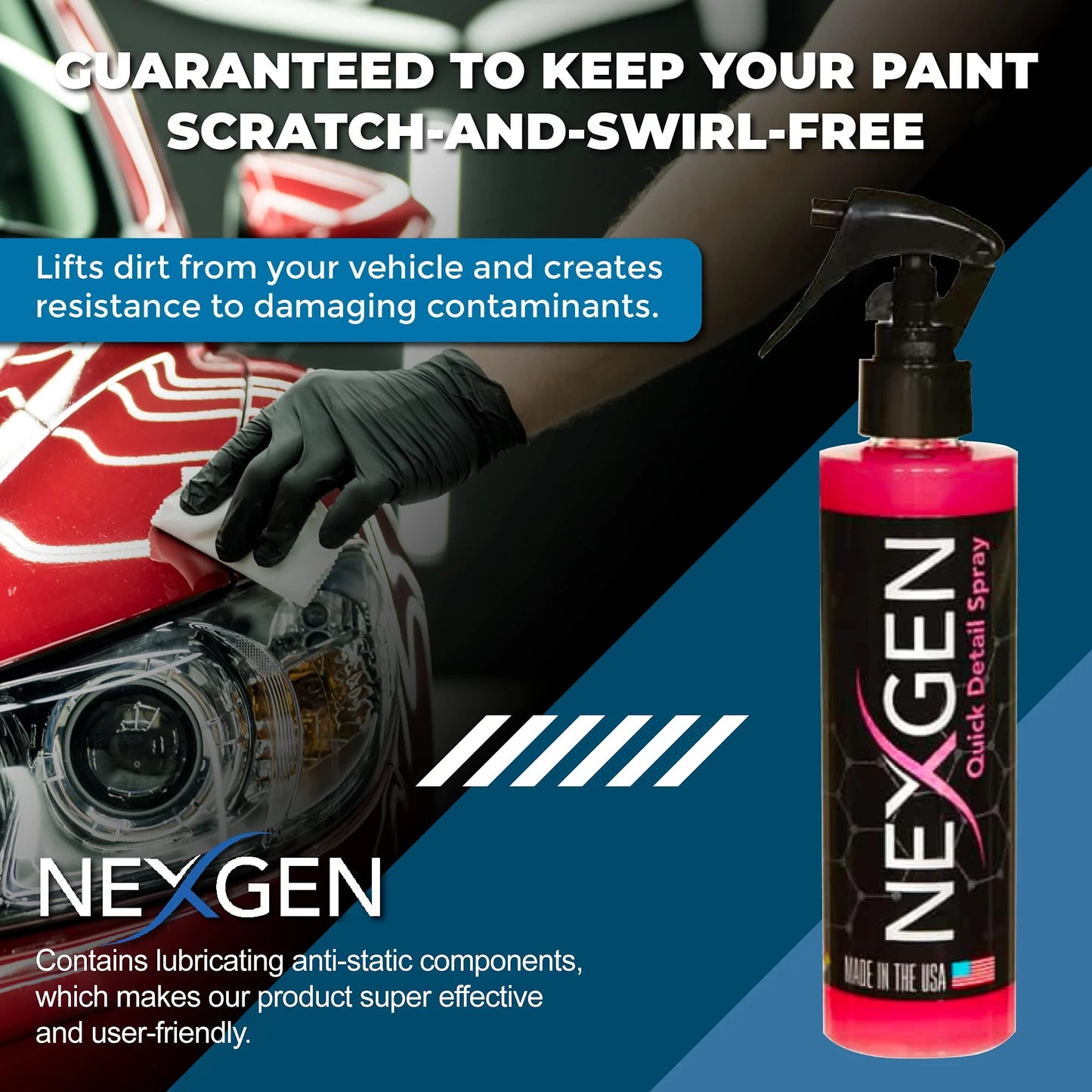 Quick Detail Spray All-In-One Spot Removal, Clay Bar Lubrication, Instant Detailing Professional-Grade Cleaner for Cars, Rvs, Motorcycles, Boats, and ATV S 16Oz Bottle 16 Fl Oz (Pack of 1)